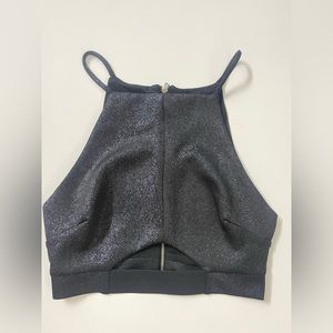 Cutout Crop Top - Black Shimmer